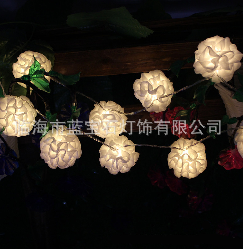 1.2N 10ED Battery String Lights White Silk Flower String Lights Fairy Party Wedding Patio Christmas Decor